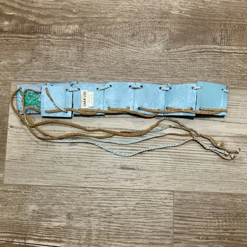 Chan Luu Floral Beaded Belt - Lt Blue - Picture 3 of 11